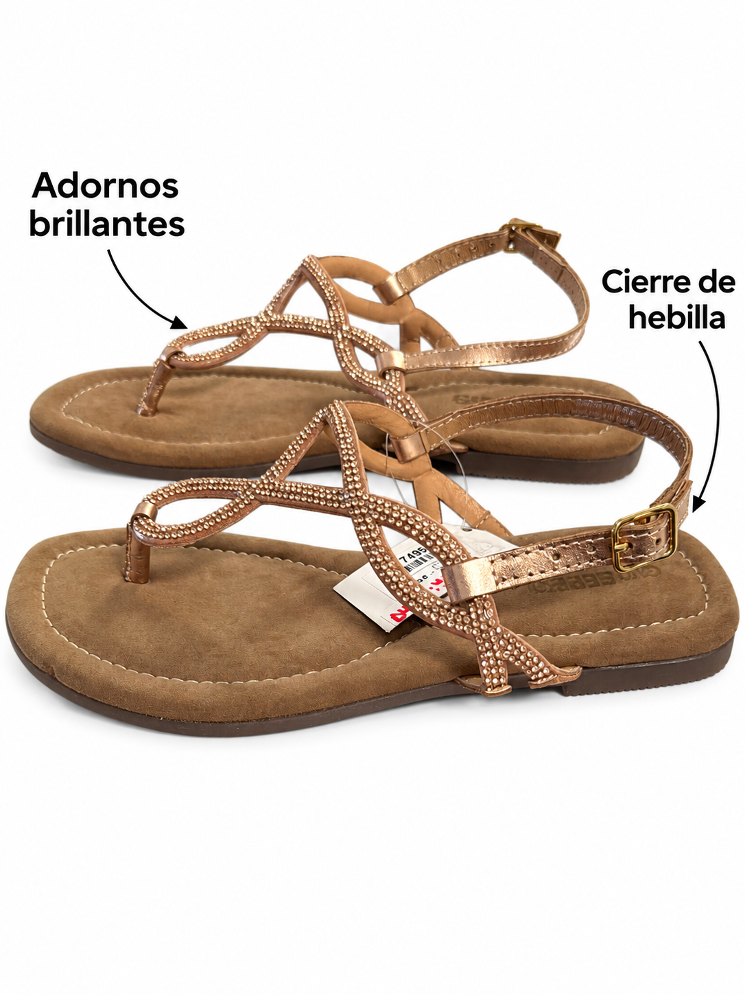 Sandalias Gioseppo Kingfield oro rosado con adornos brillantes talla 37 — adornos y hebilla