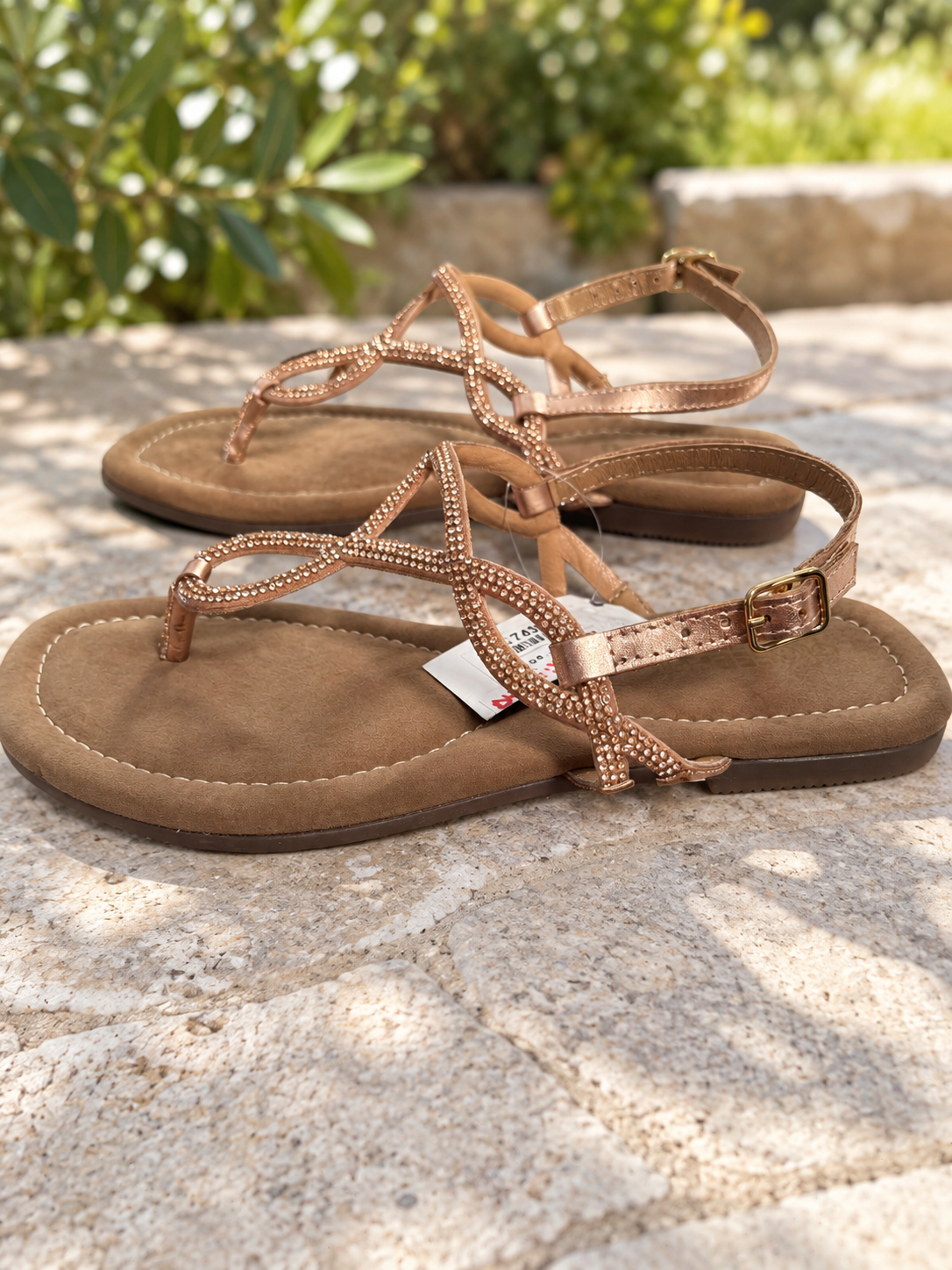 Sandalias Gioseppo Kingfield oro rosado con adornos brillantes talla 37 — ambiente exterior