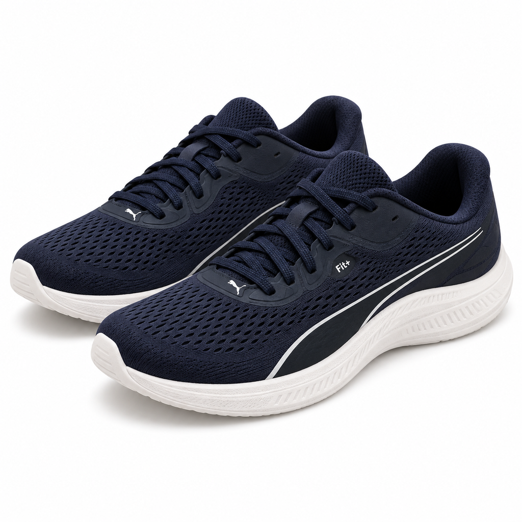 Zapatillas Puma 311730 azul marino de malla sobre fondo blanco