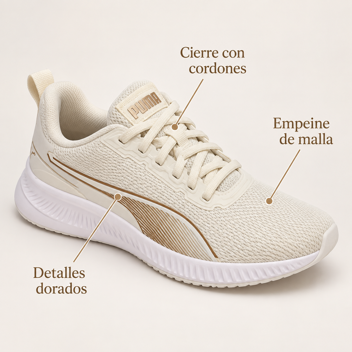 Detalles de las zapatillas Puma 310797 beige
