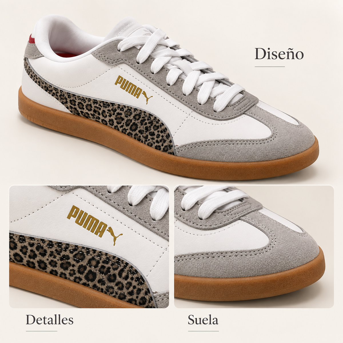 Zapatillas Puma Club II Era Animal 404313 Blancas y Grises Mujer - características