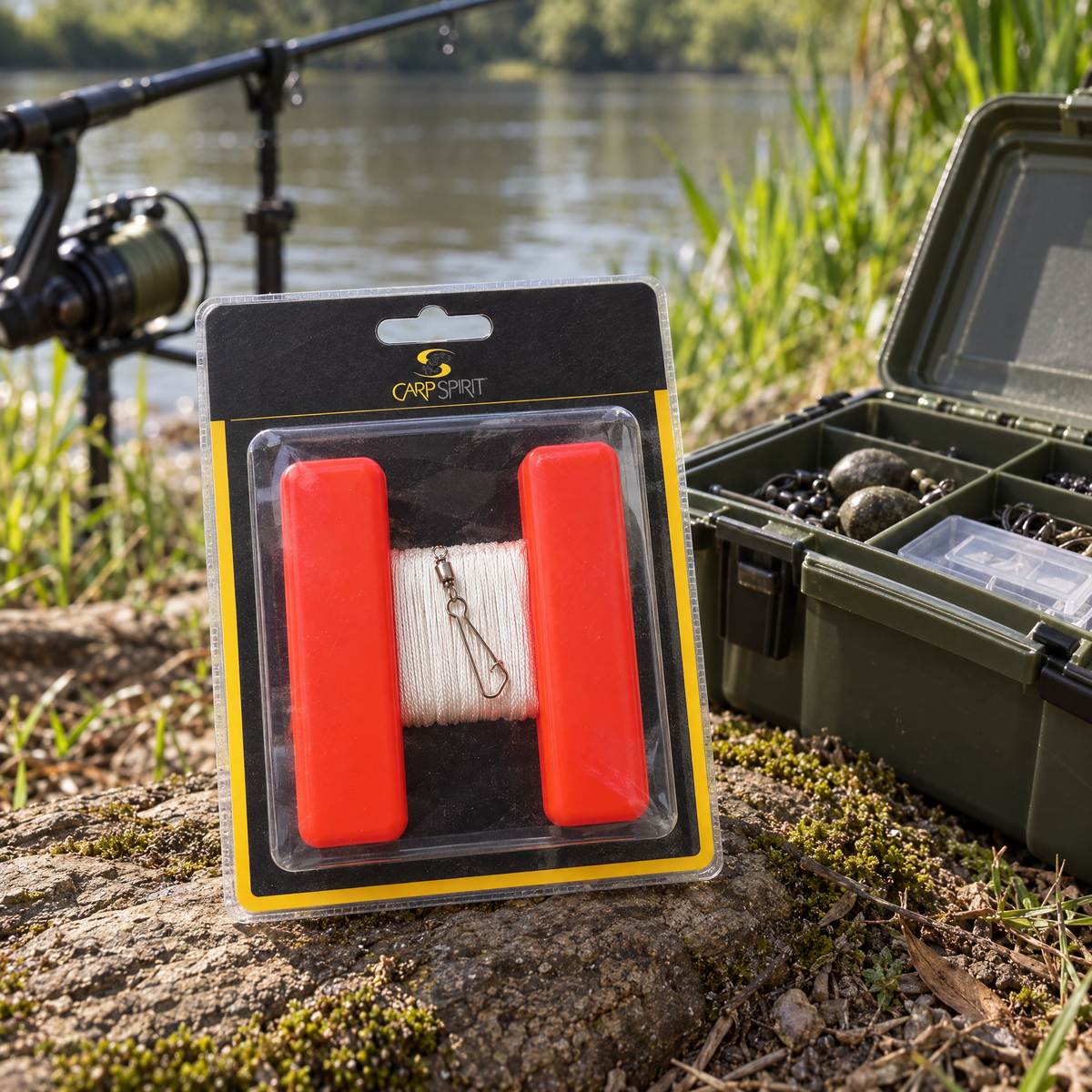 Carp Spirit Buoy Line Holder en un entorno de pesca