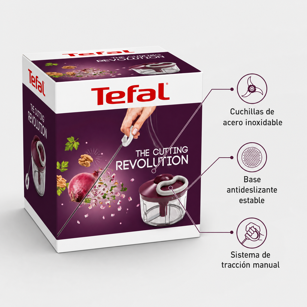 Tefal Picadora manual 5 Second Chopper 500 ml con cuchillas de acero inoxidable