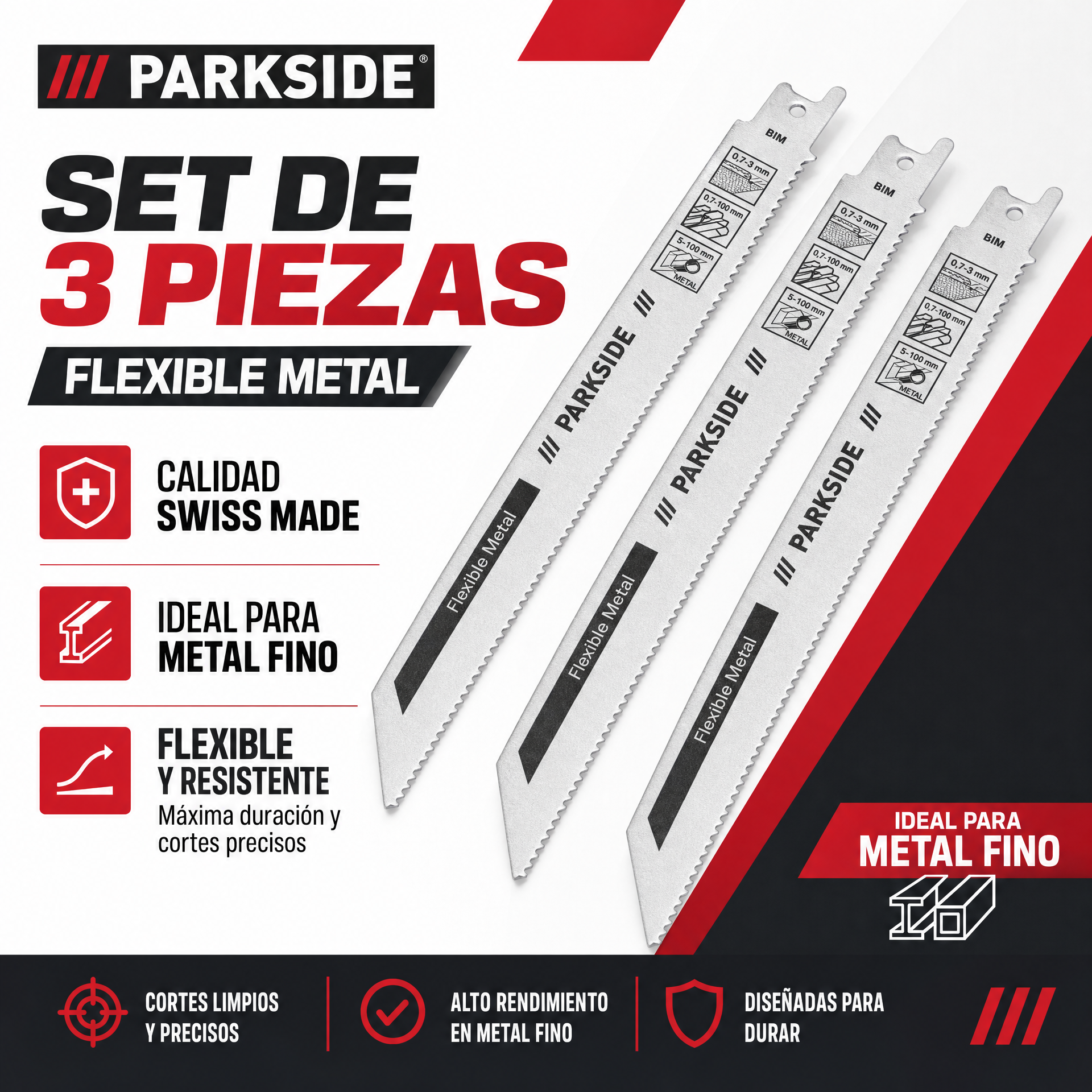 Parkside Juego de hojas de sierra de sable PFSZ 3 A1