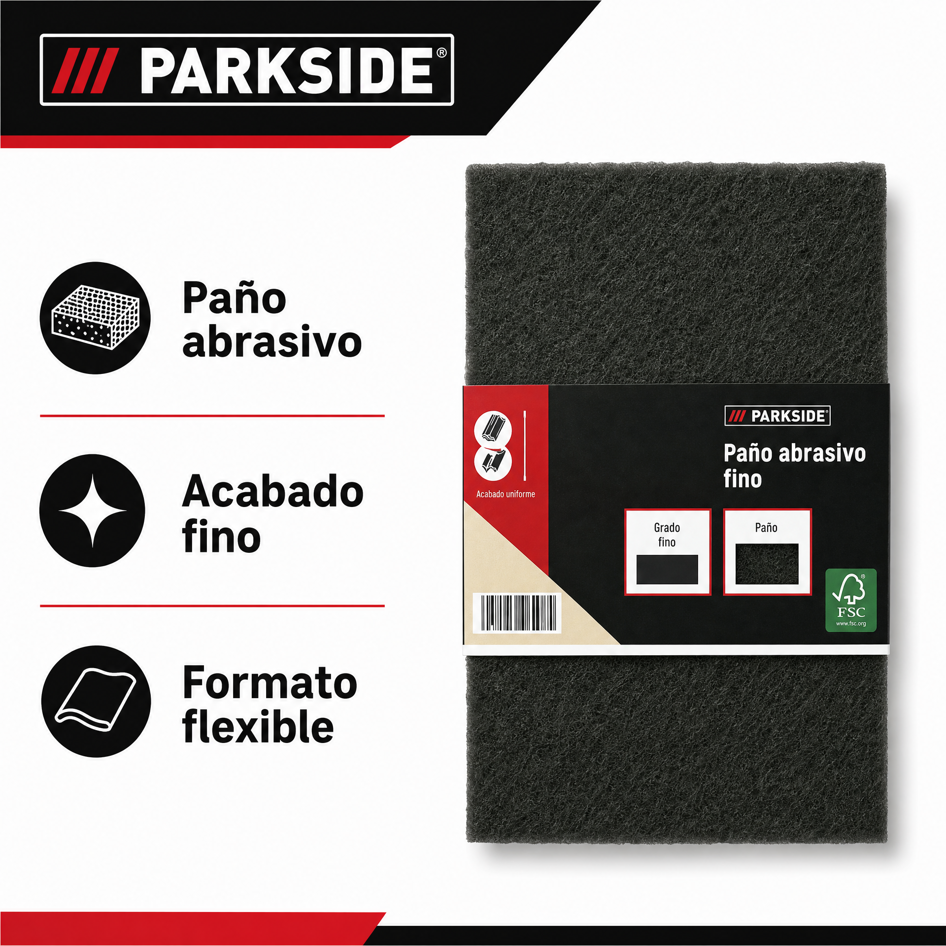 Parkside paño abrasivo para lijado - acabado fino