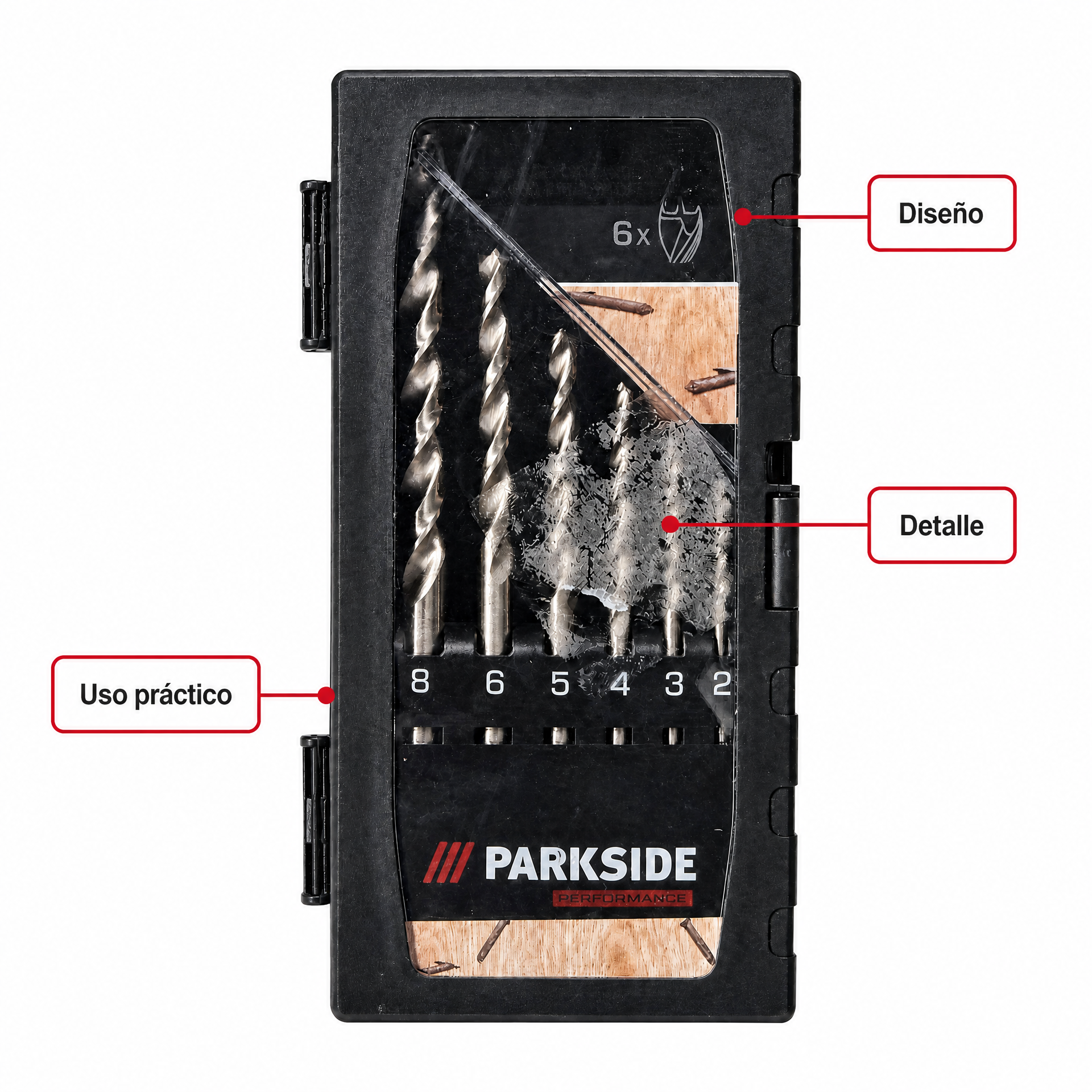 Parkside juego de brocas con estuche de diseño funcional