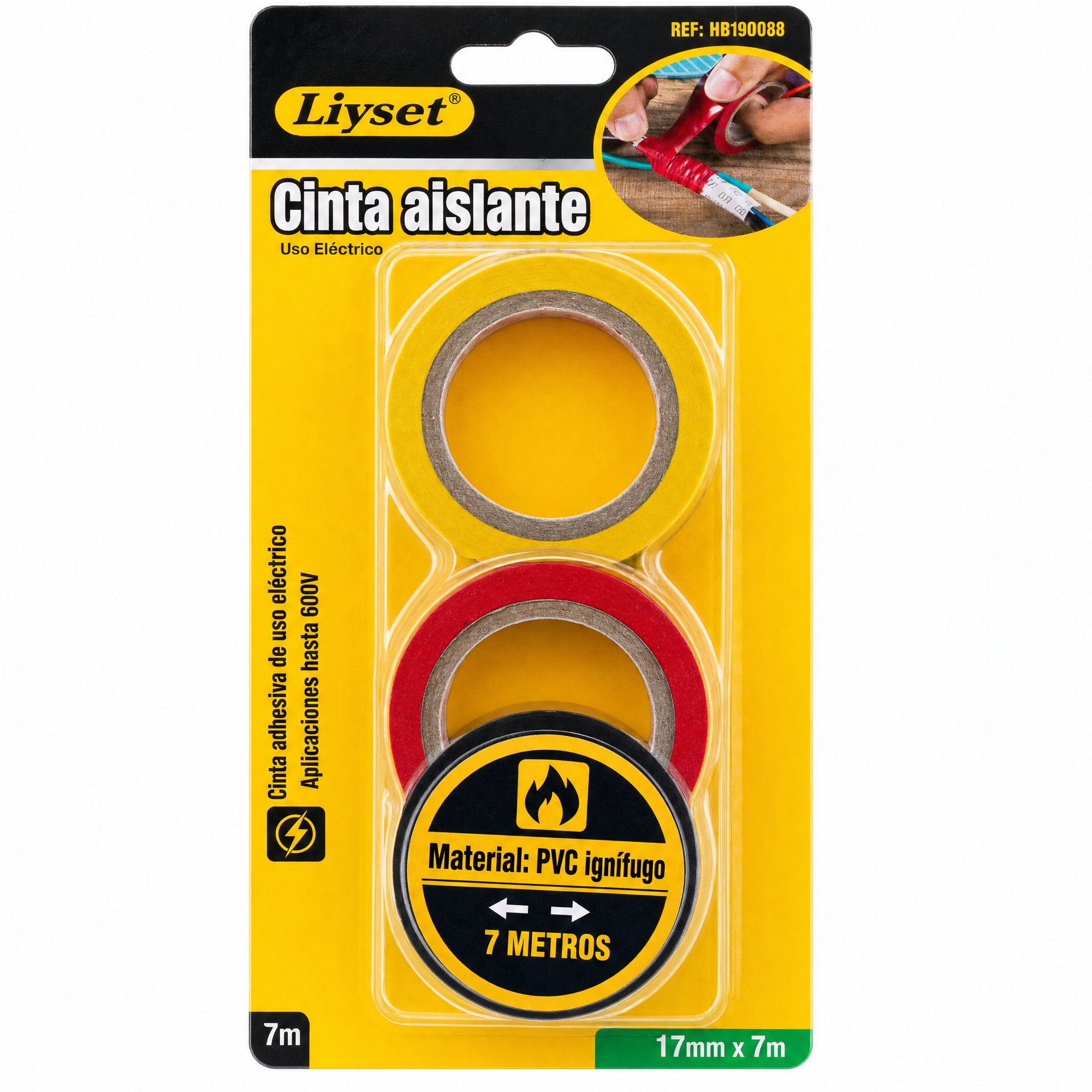 Liyset Cinta Aislante PVC 3 Rollos