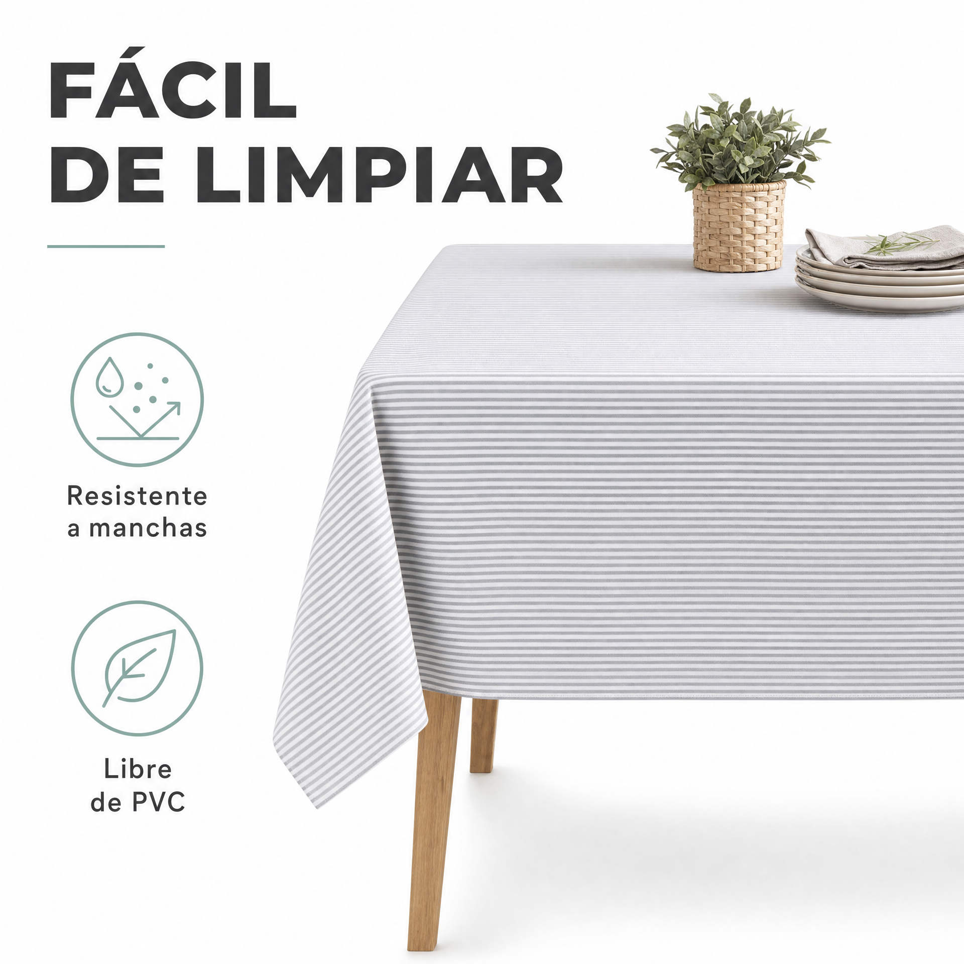 Mantel LIVARNO Home a Rayas Grises 130x160 cm