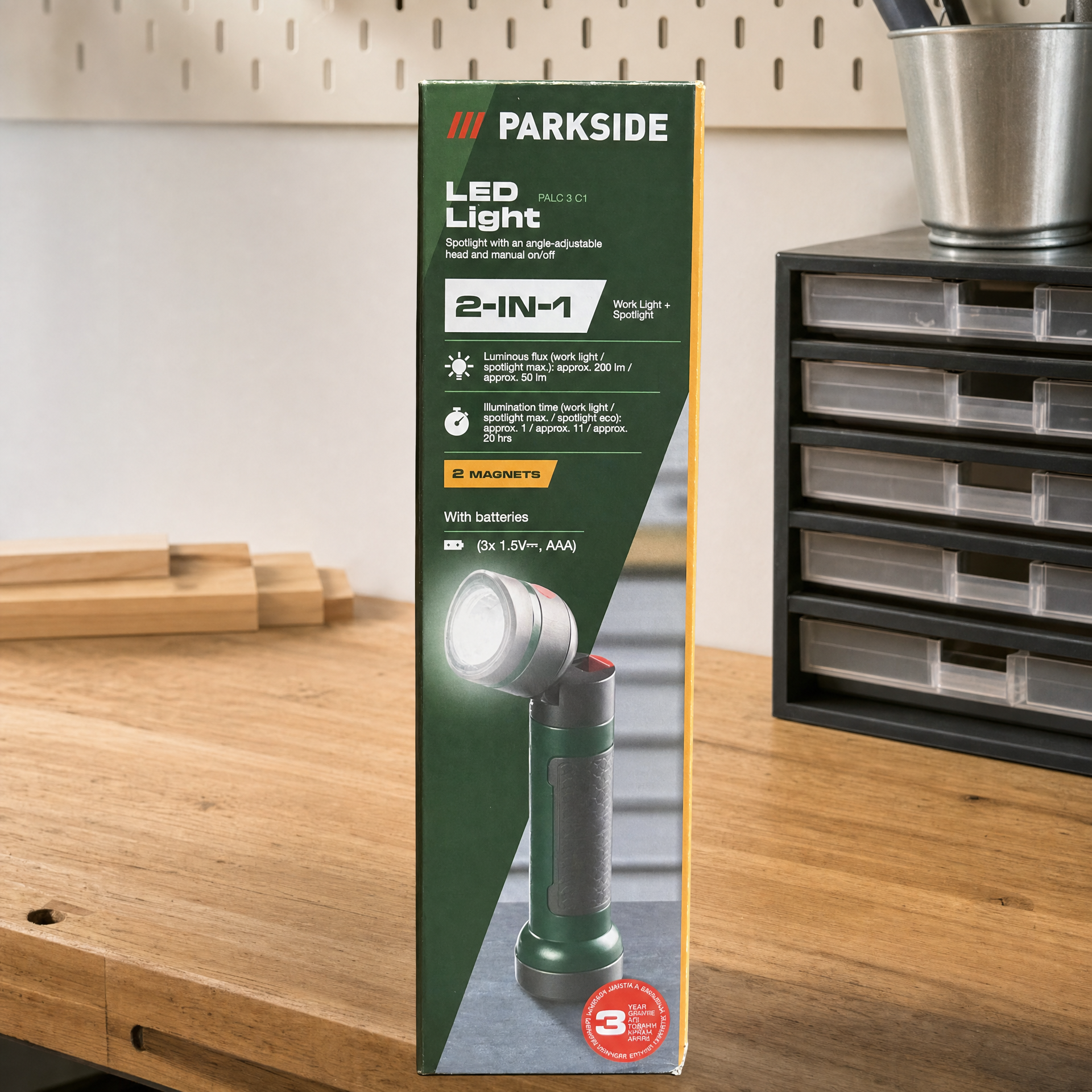 Parkside Linterna de Trabajo LED 2 en 1 PALC 3 C1
