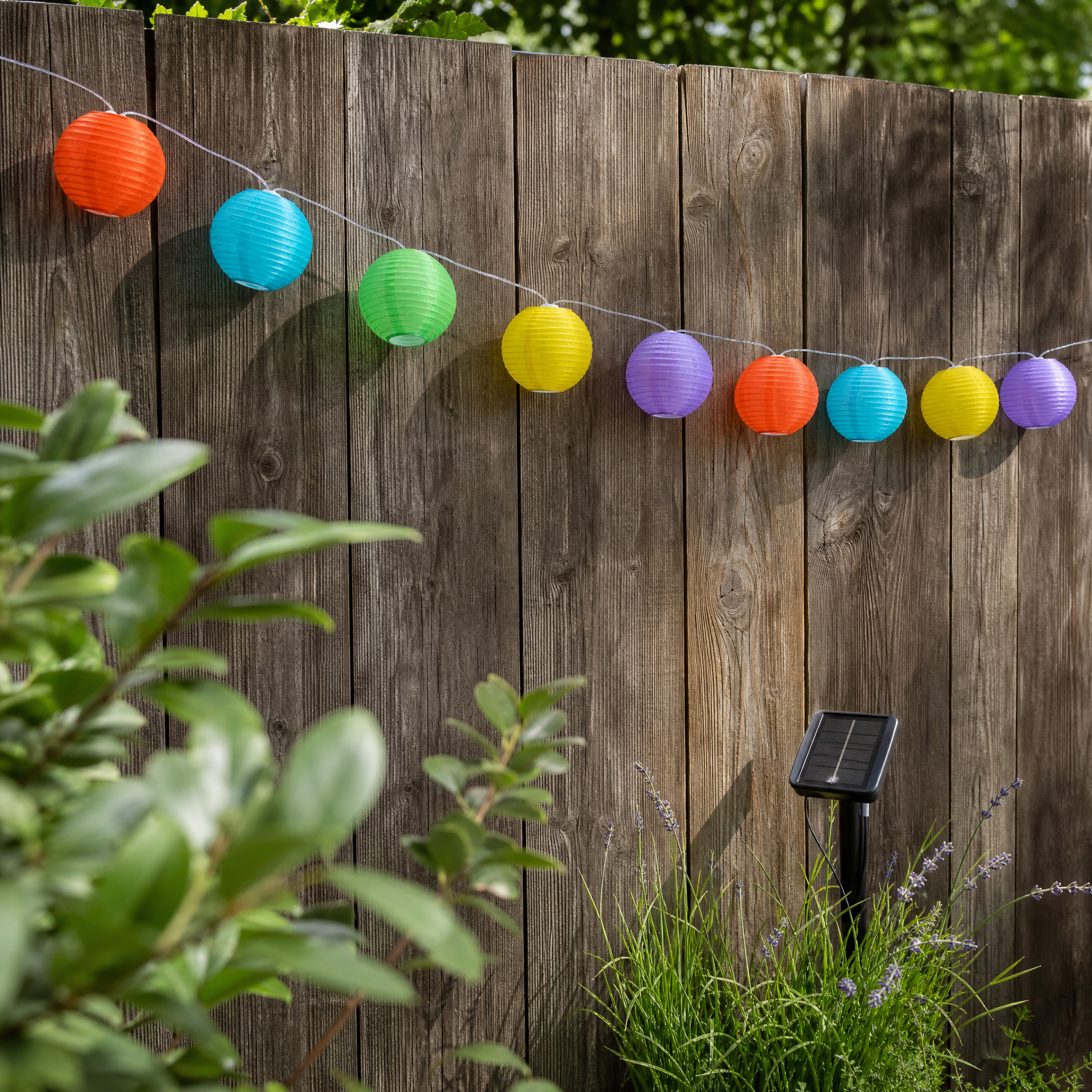LIVARNO home guirnalda solar de farolillos multicolor (10 farolillos)