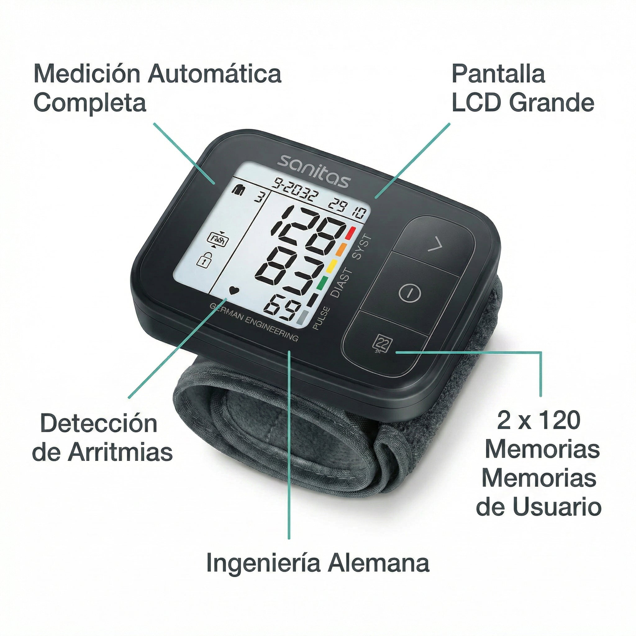 Tensiómetro de Muñeca Sanitas SBC 36