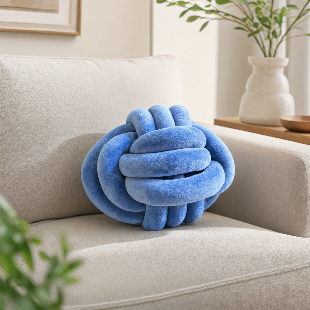 Cojín Decorativo de Nudo Azul