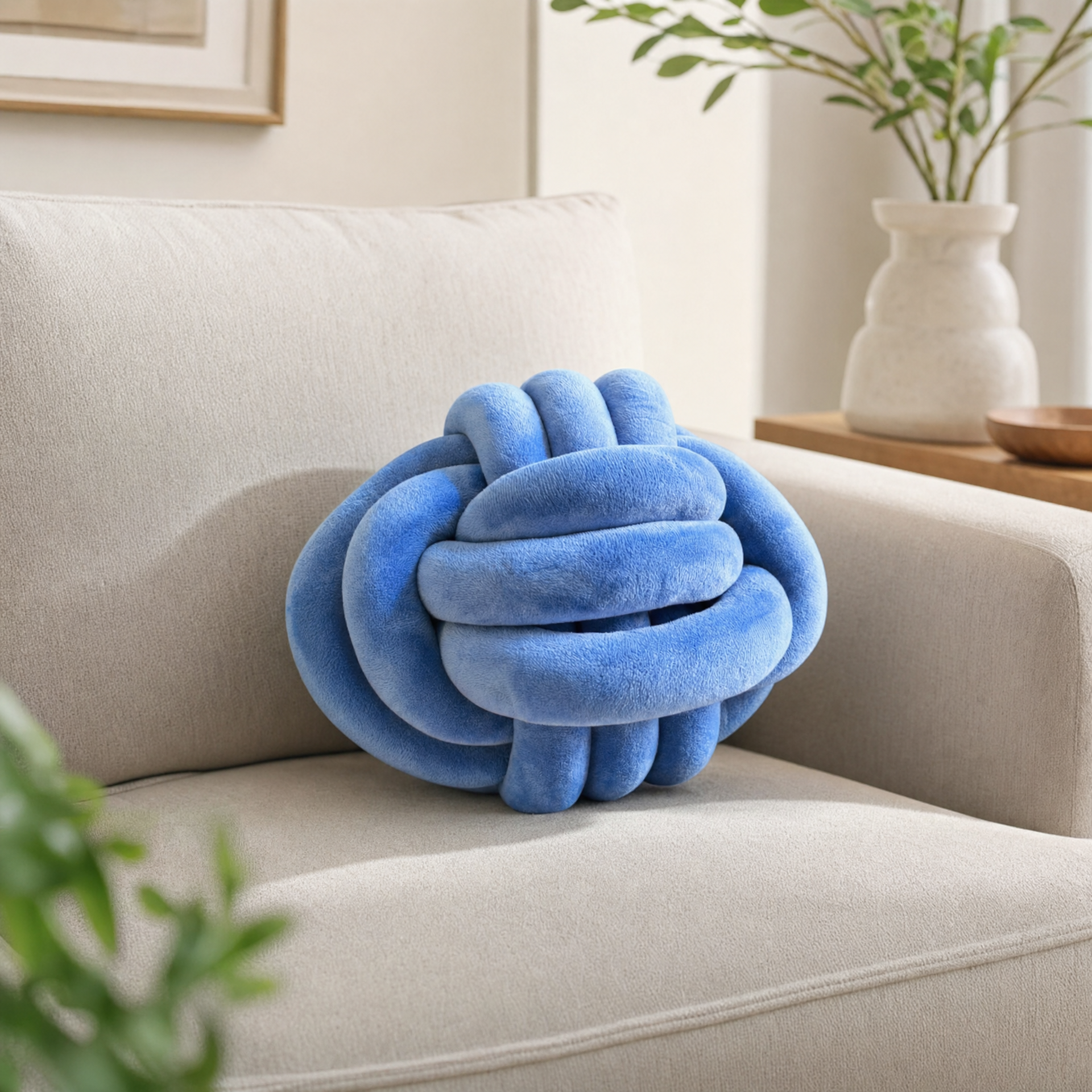 Cojín Decorativo de Nudo Azul