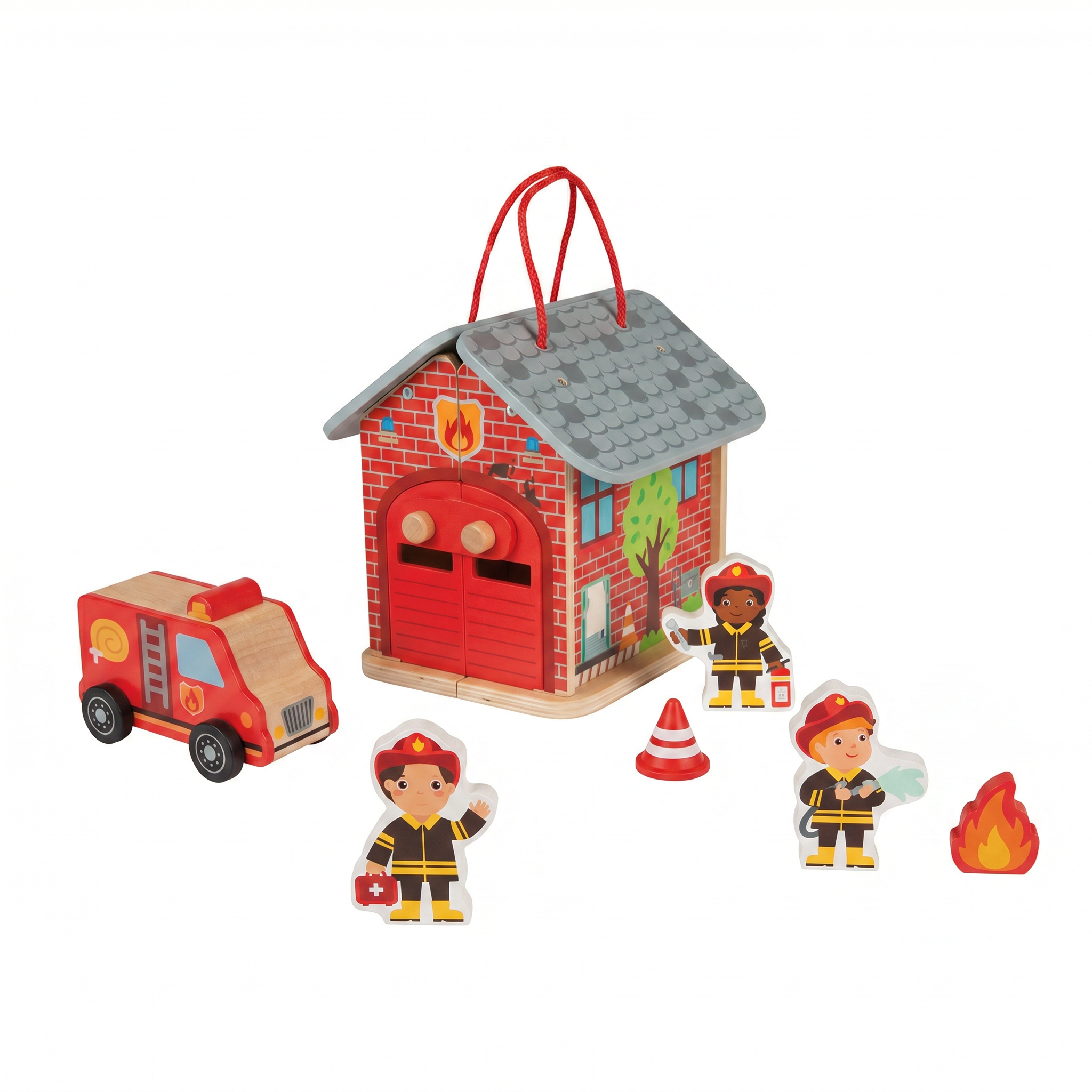 Play Set Bomberos Playtive — Casita Plegable Madera