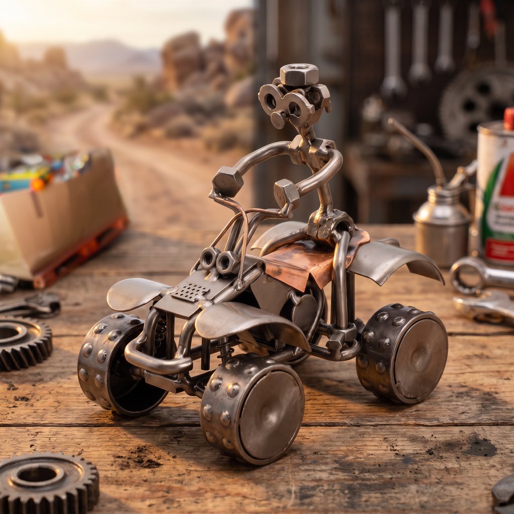 Figura artesanal quad - decoración garage aventura