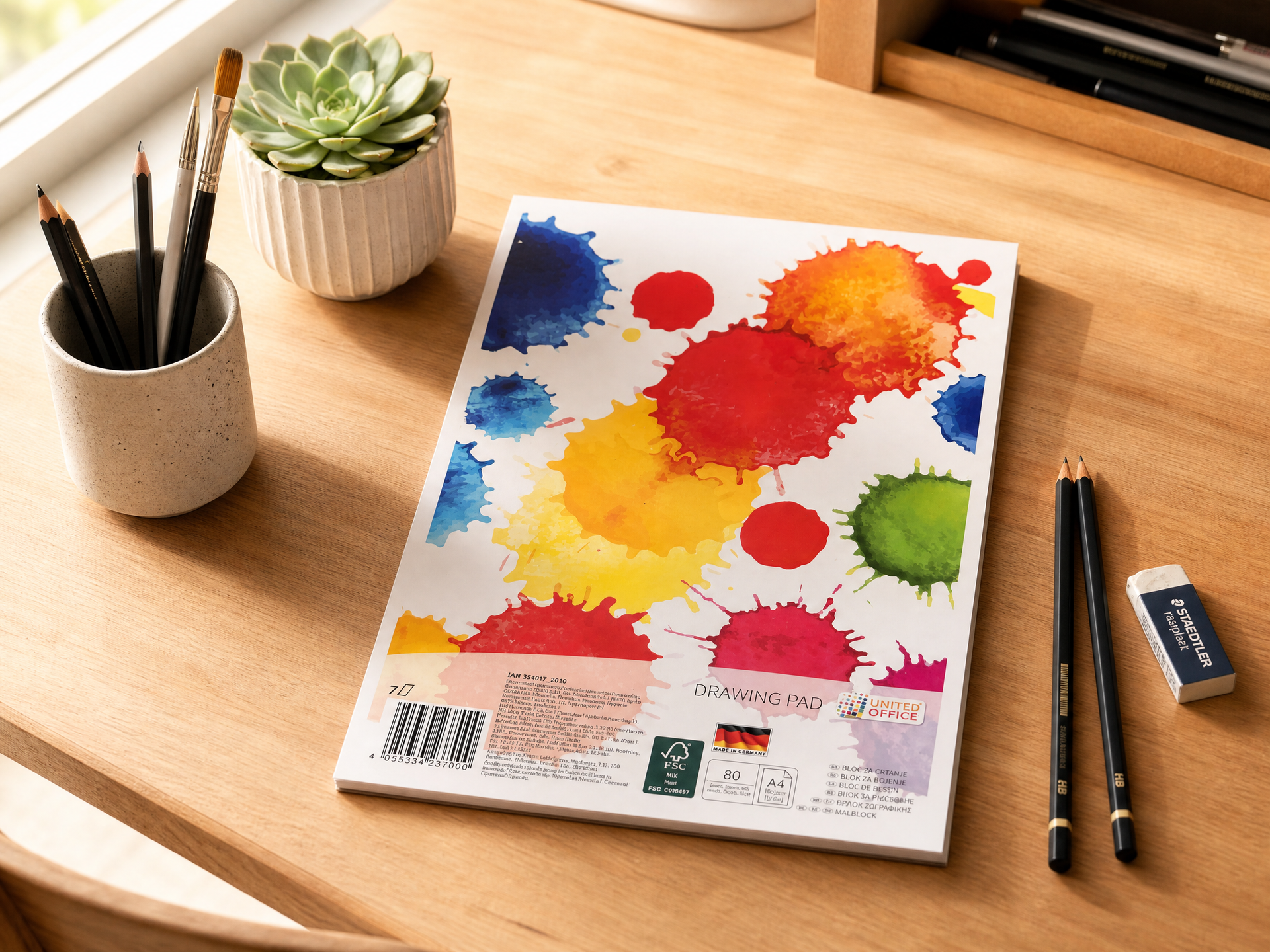Crelando Bloc de dibujo A3 40 hojas 100 g/m² papel blanco FSC