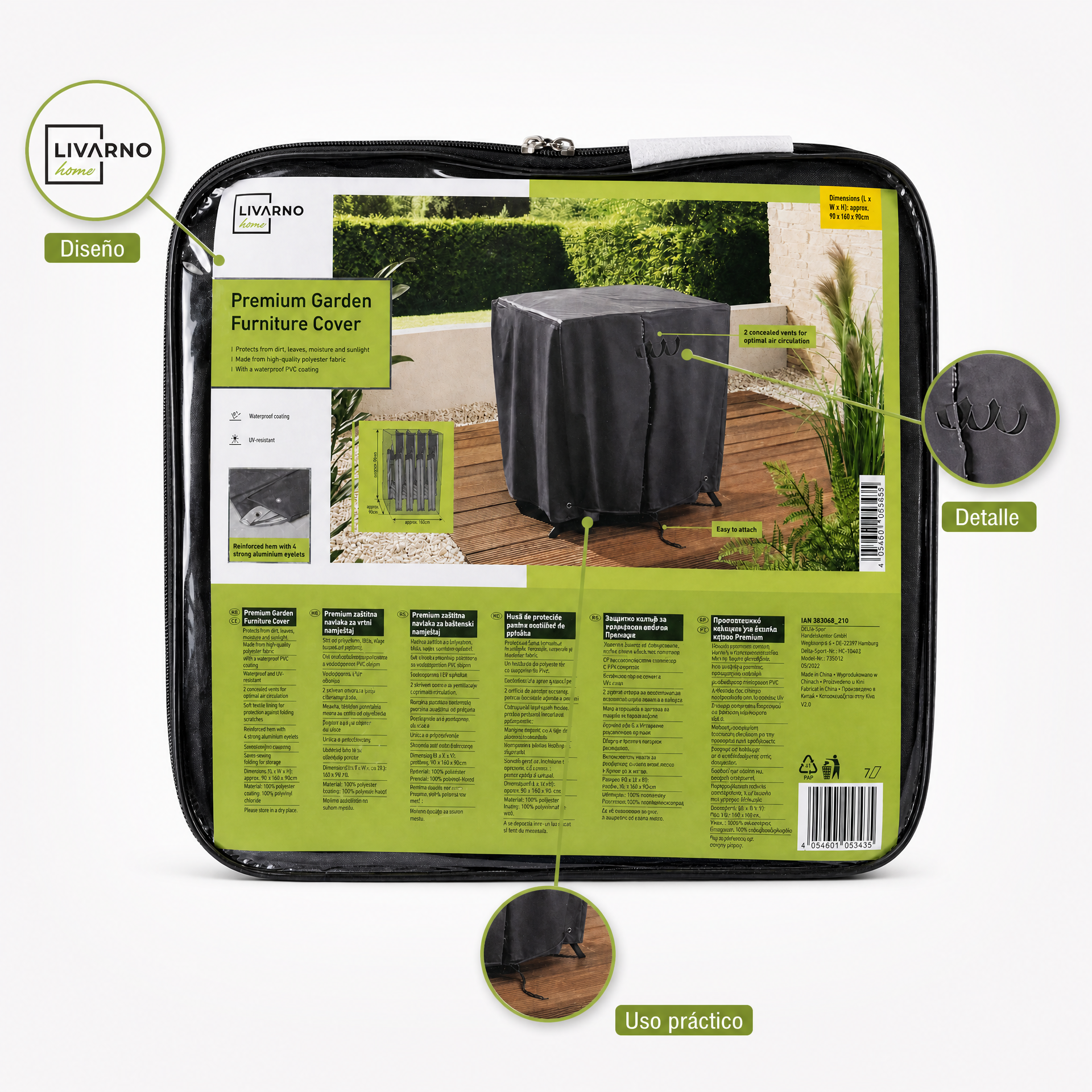 Livarno funda para mobiliario de jardín resistente con sistema de sujeción