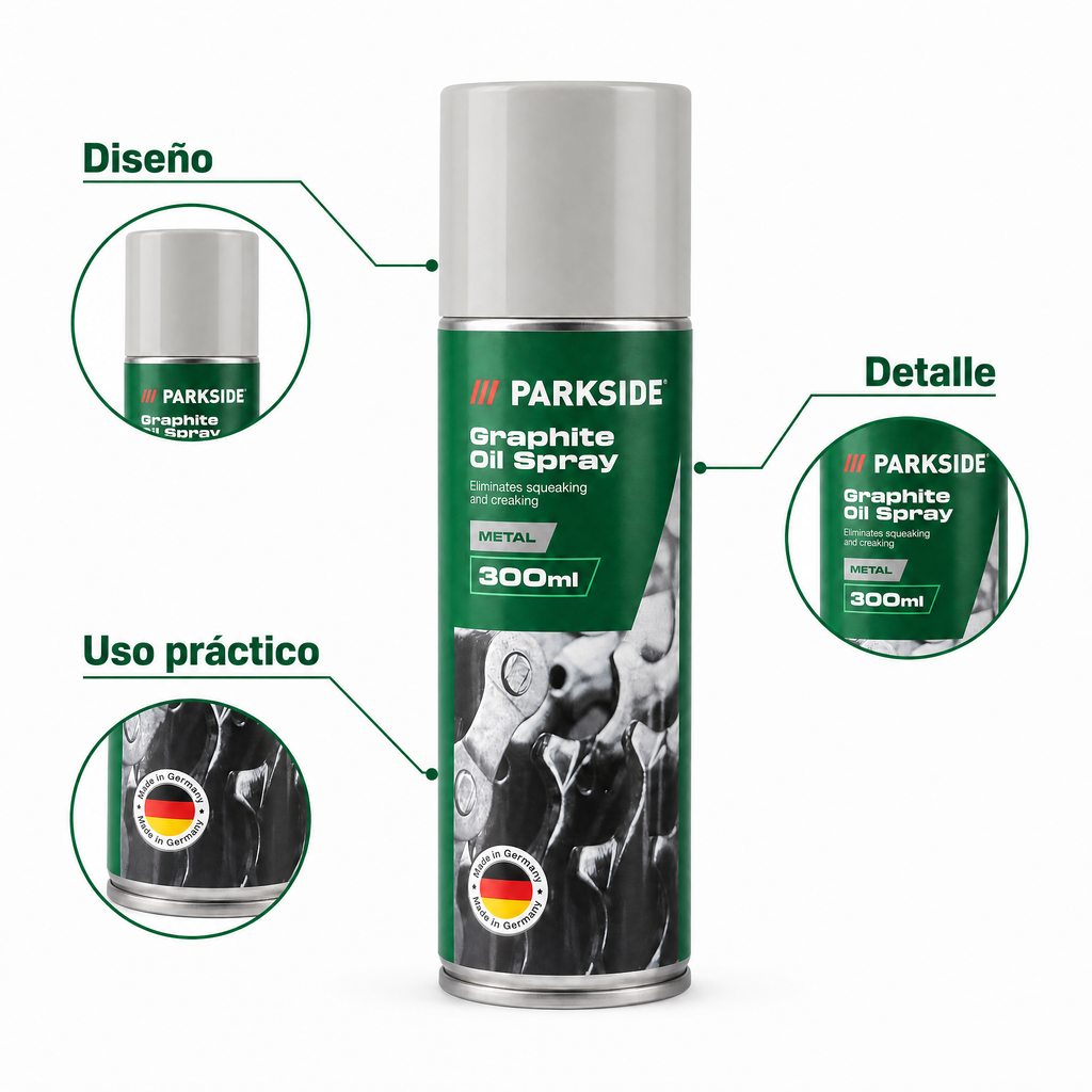 Parkside Spray lubricante en aerosol 300 ml aceite o grafito