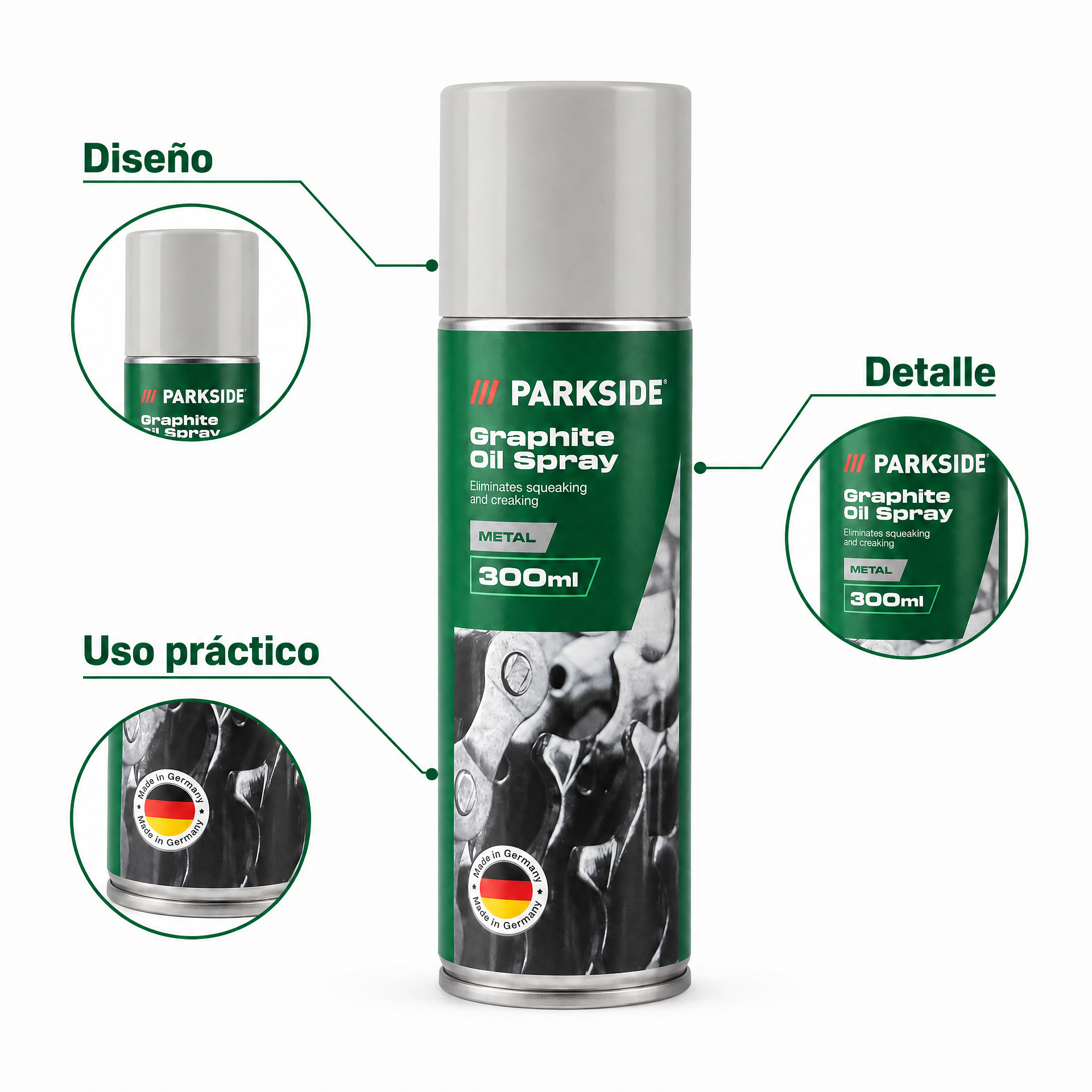 Parkside Spray lubricante en aerosol 300 ml aceite o grafito