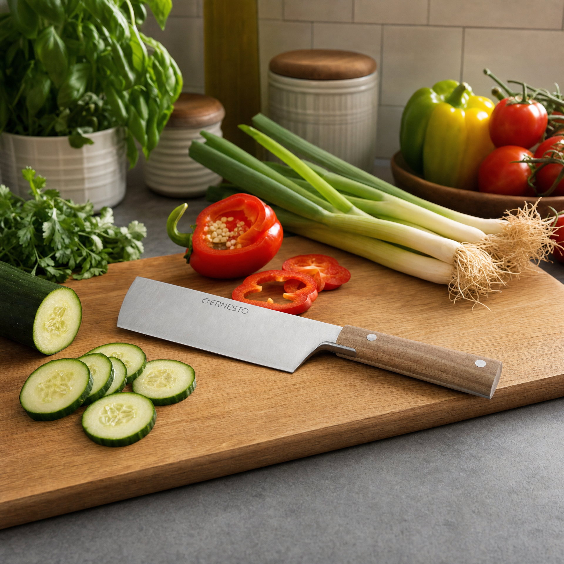 Ernesto Cuchillo de Cocina Acero Inoxidable con Mango de Madera 20 cm