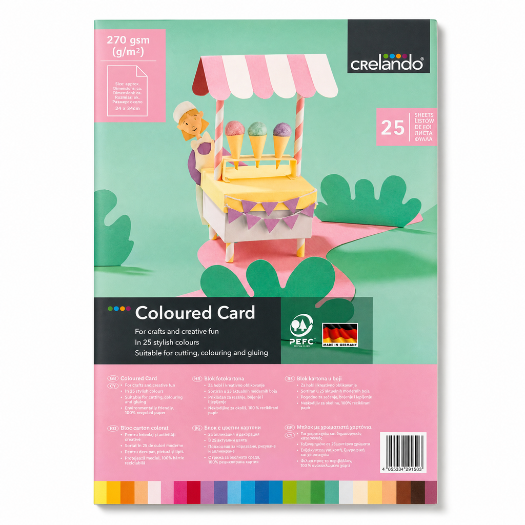 Bloc Cartulina de Colores Pack 25 Hojas Crelando 270 gsm