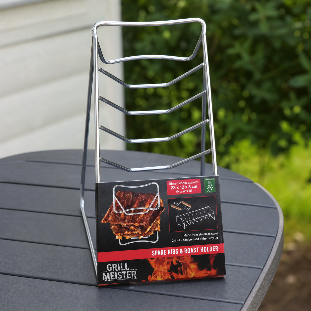 Grill Meister - Soporte para costillas y asados con ranuras separadoras