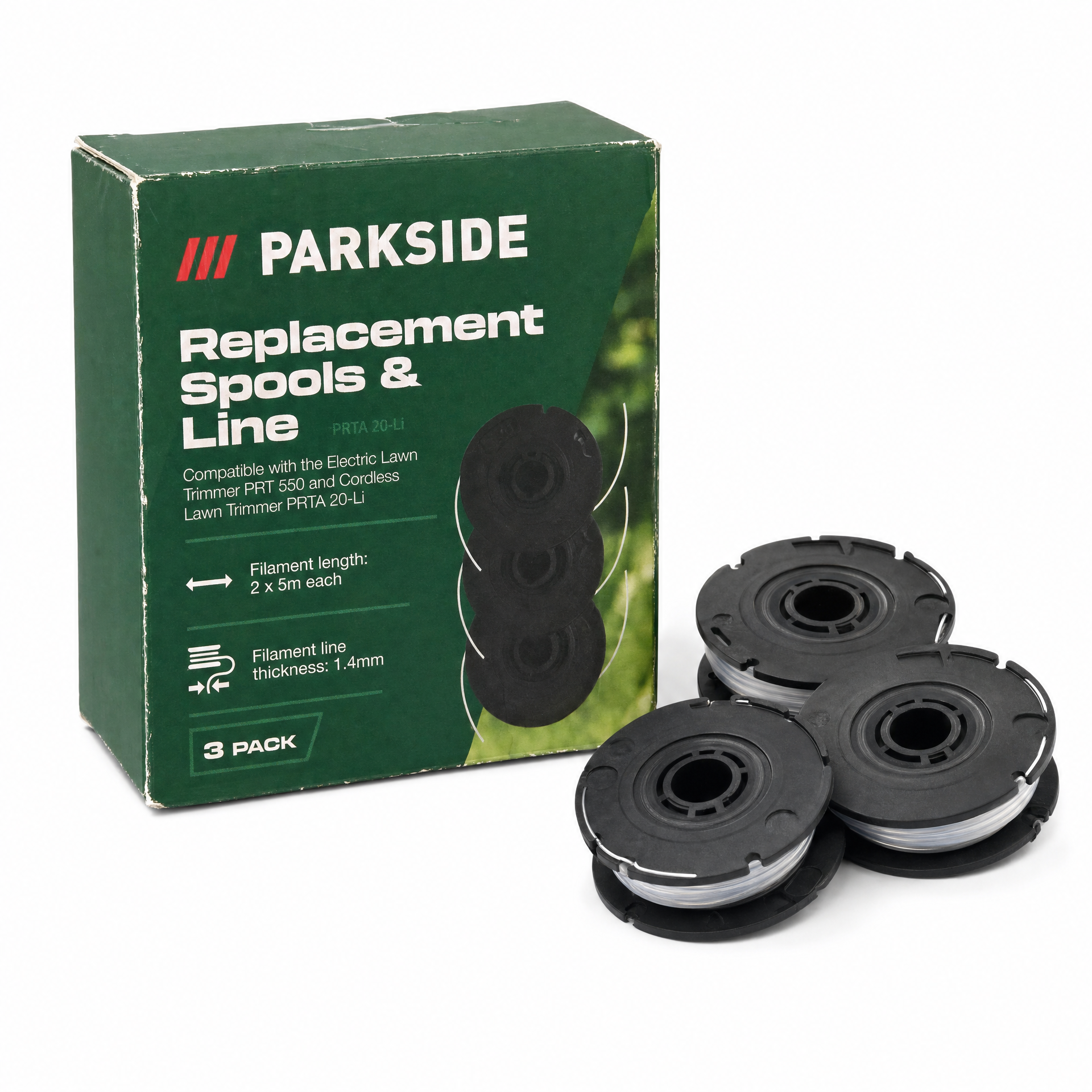 Parkside Pack de 3 Bobinas con Hilo para Cortabordes PRT 550 A1 / PRT 20-Li