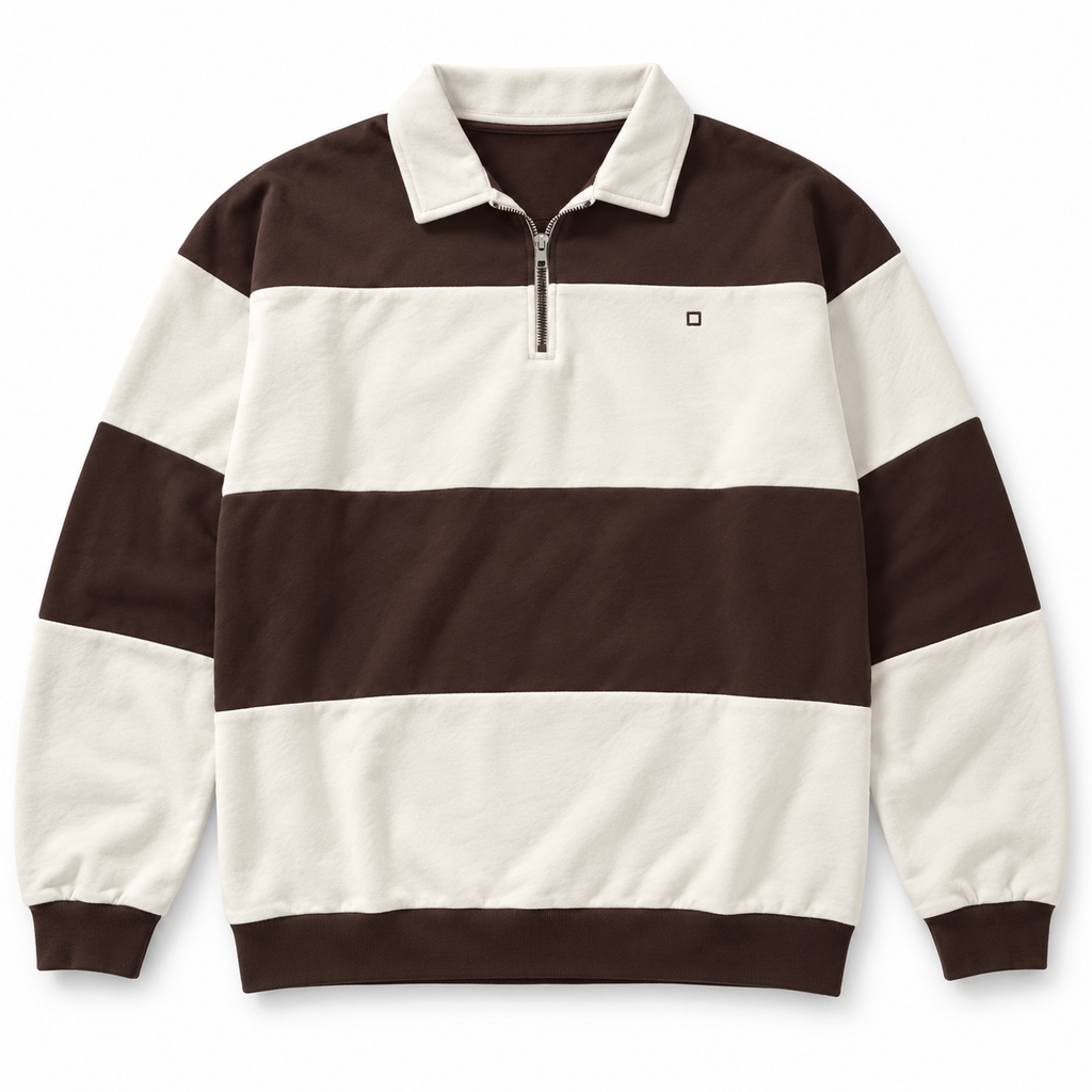 Polo Yellow Skin de rayas marron y crudo, vista frontal