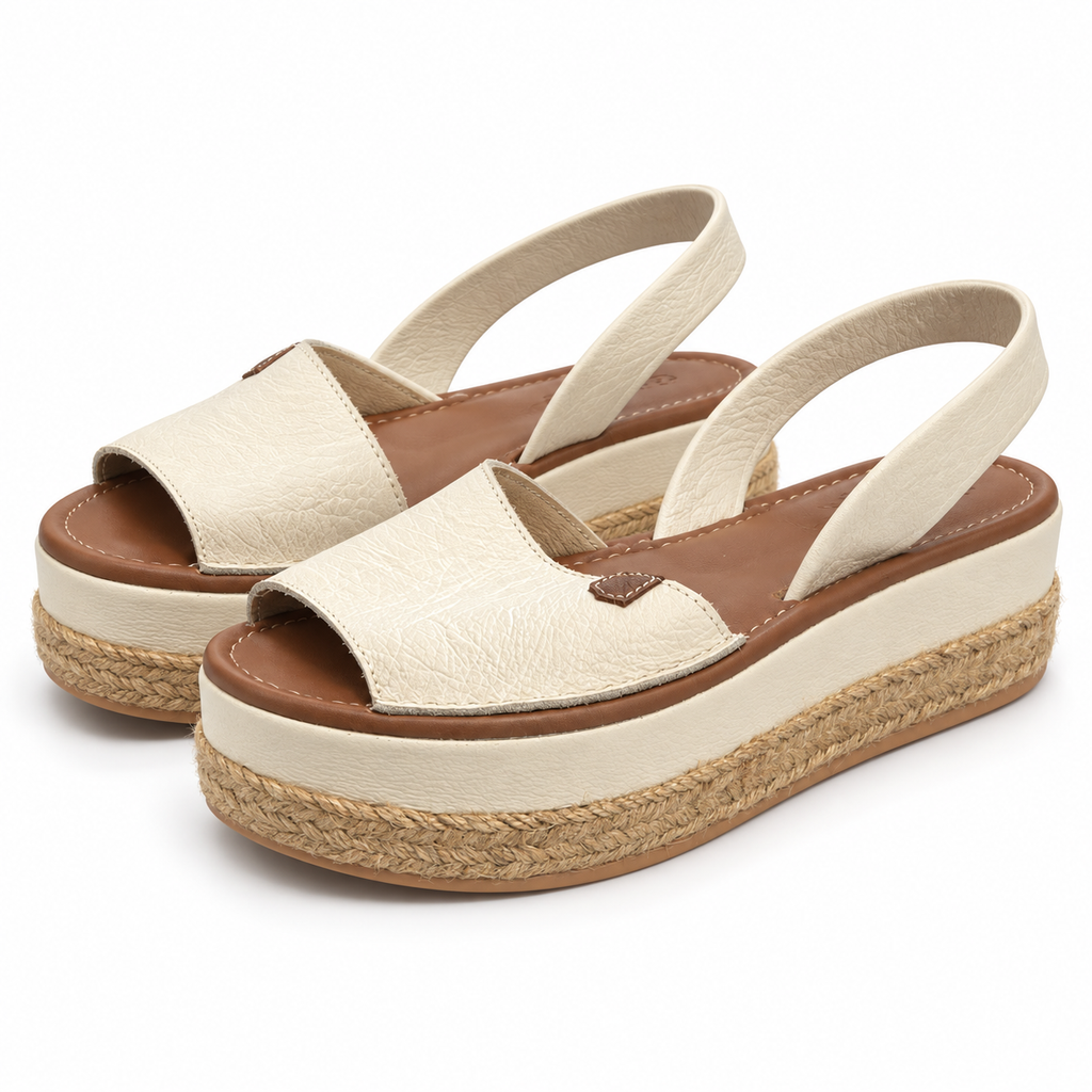 Sandalias Rosario Sauvage blancas con plataforma - fondo blanco