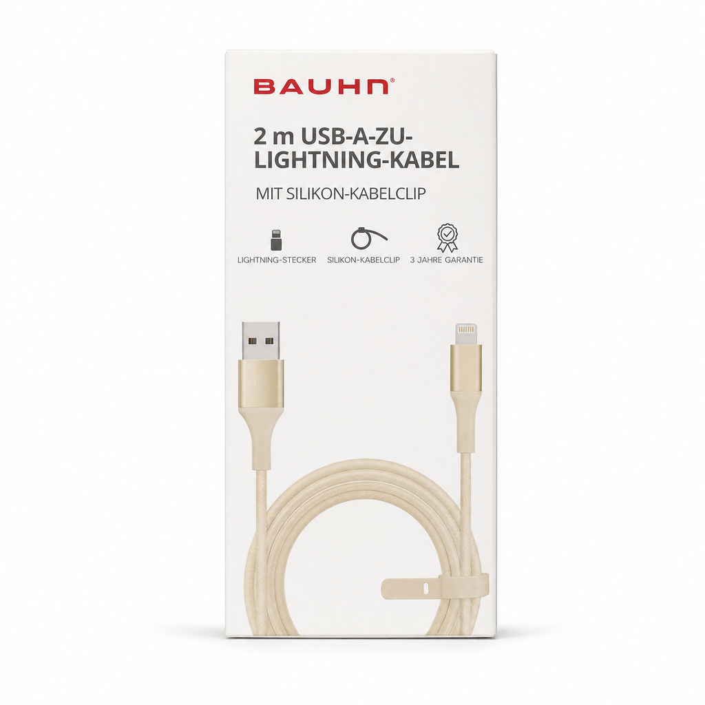Bauhn Cable USB-A a Lightning 2 m resistente para carga y datos