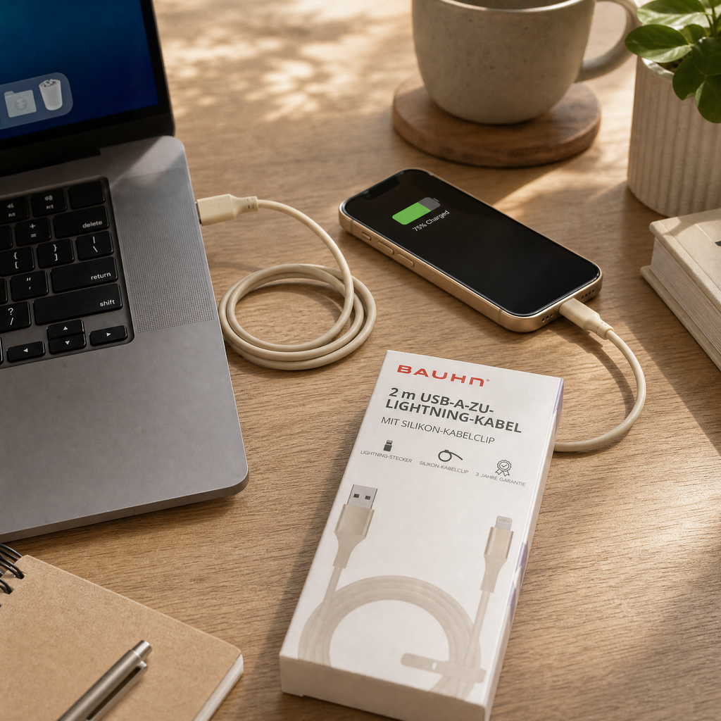 Bauhn Cable USB-A a Lightning 2 m resistente para carga y datos