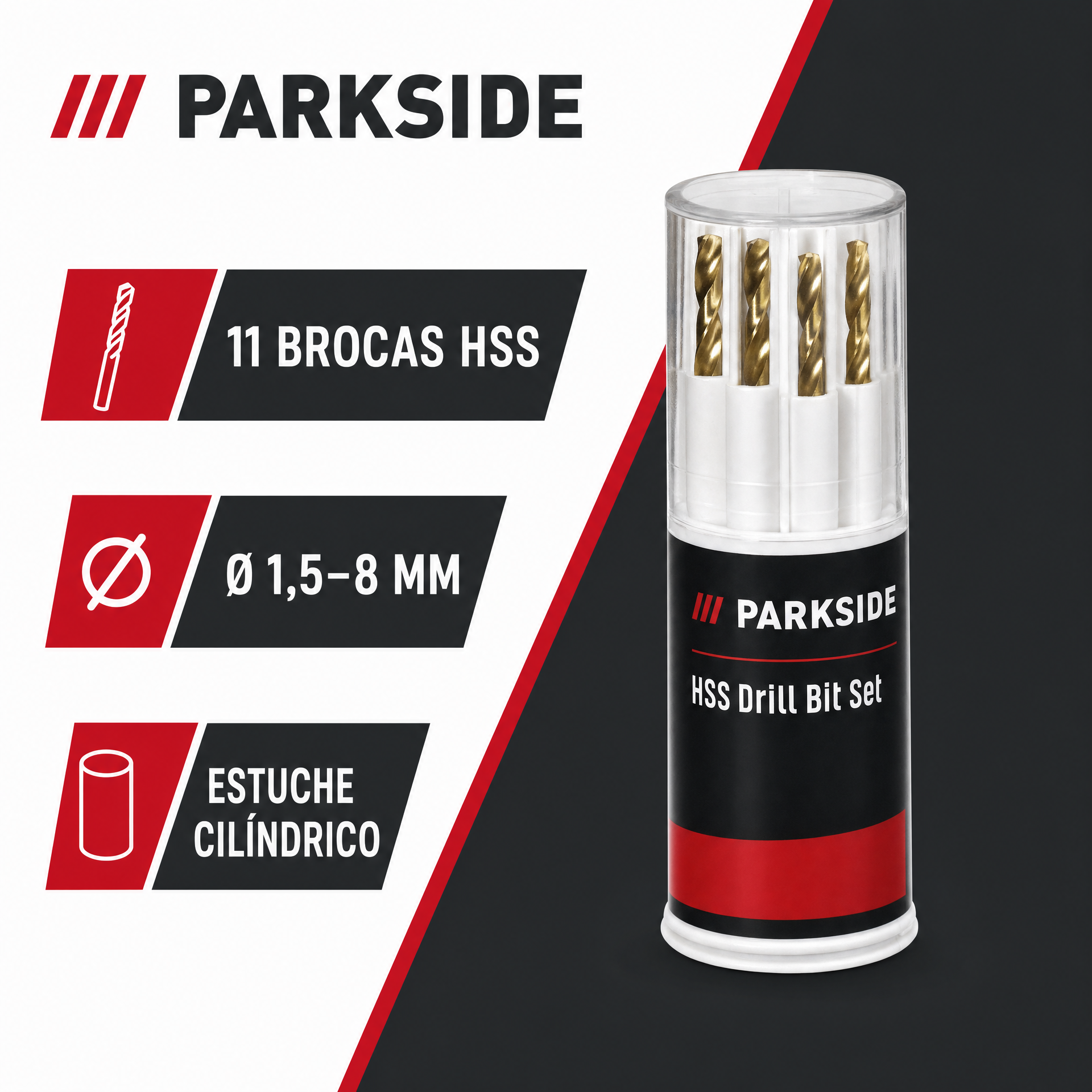 Set de 11 Brocas HSS Parkside para Metal