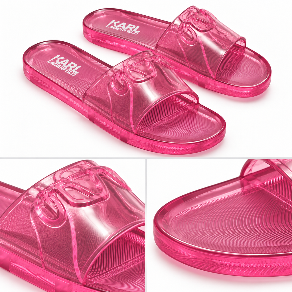 Detalles de las sandalias Karl Lagerfeld transparentes rosas referencia 16207 talla 39