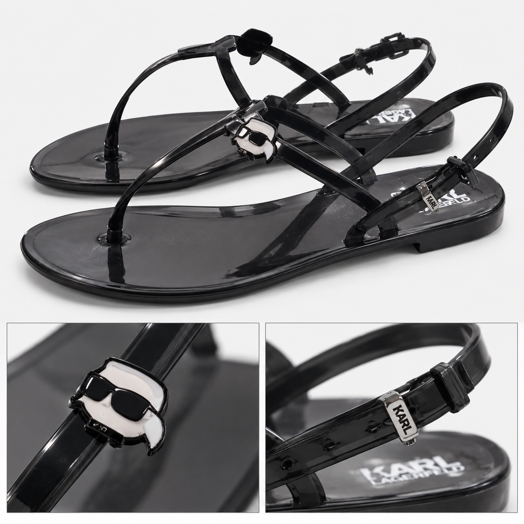 Detalles de las sandalias Karl Lagerfeld KL80002 negras talla 39