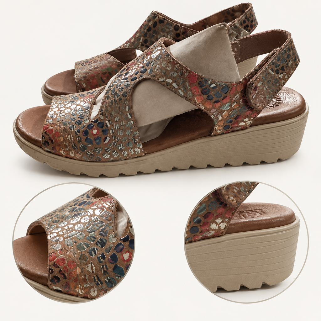 Detalles de las sandalias de plataforma 18179 color cuero multicolor talla 36