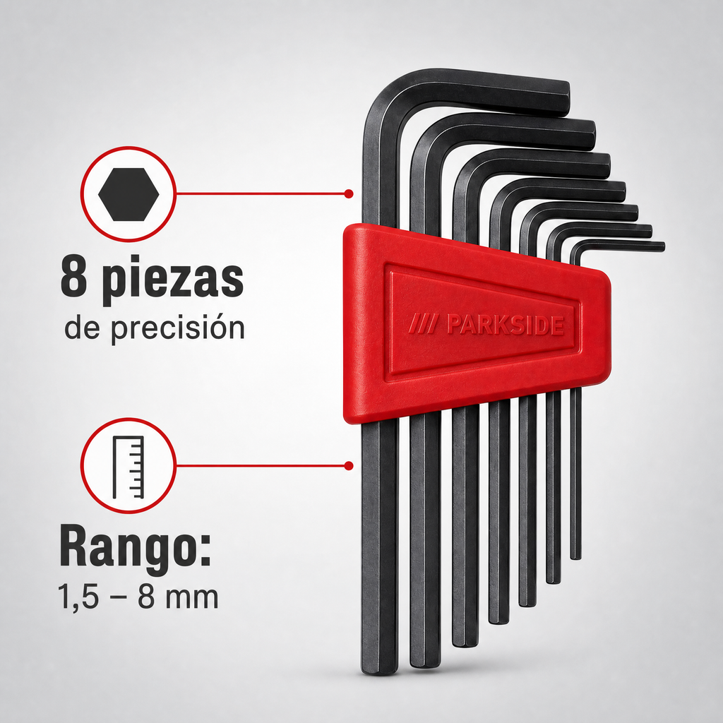 Juego de Llaves Allen PARKSIDE (8 Piezas, 1,5–8 mm)