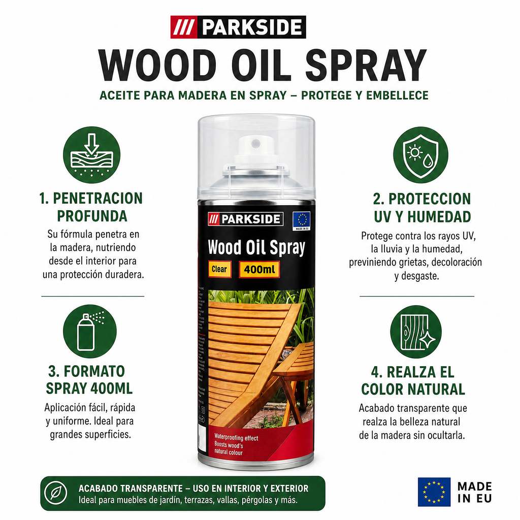 Parkside Wood Oil Spray Aceite Protector Madera