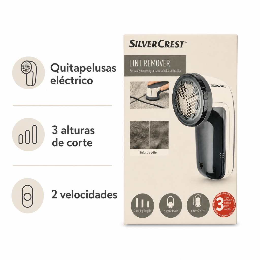 SilverCrest Quitapelusas Eléctrico, 3 Alturas de Corte y 2 Velocidades