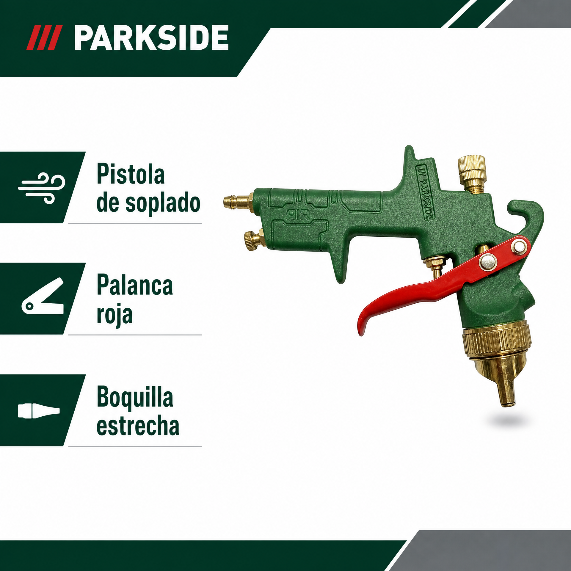Parkside pistola de soplado de aire con palanca roja