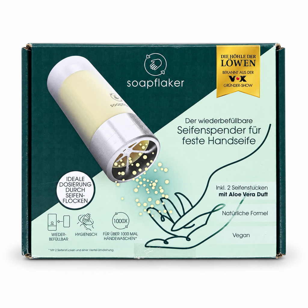 Soapflaker dispensador de jabón sólido con 2 recambios Aloe Vera · portada