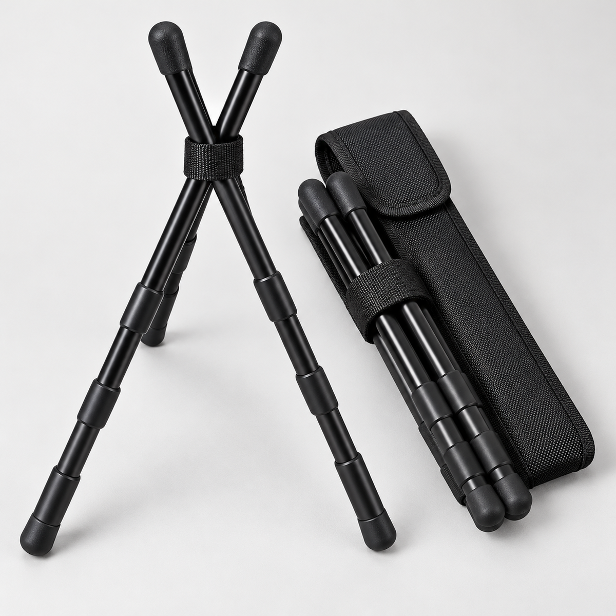 Detalle de las secciones plegables y funda del Stoney Point Safari Stix II