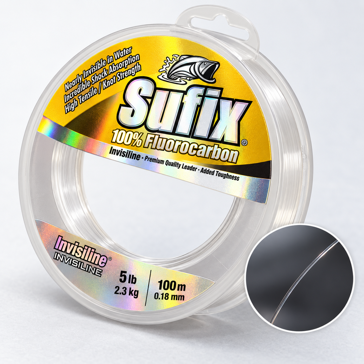 Detalle del hilo Sufix Invisiline fluorocarbono 0,18 mm 100 m