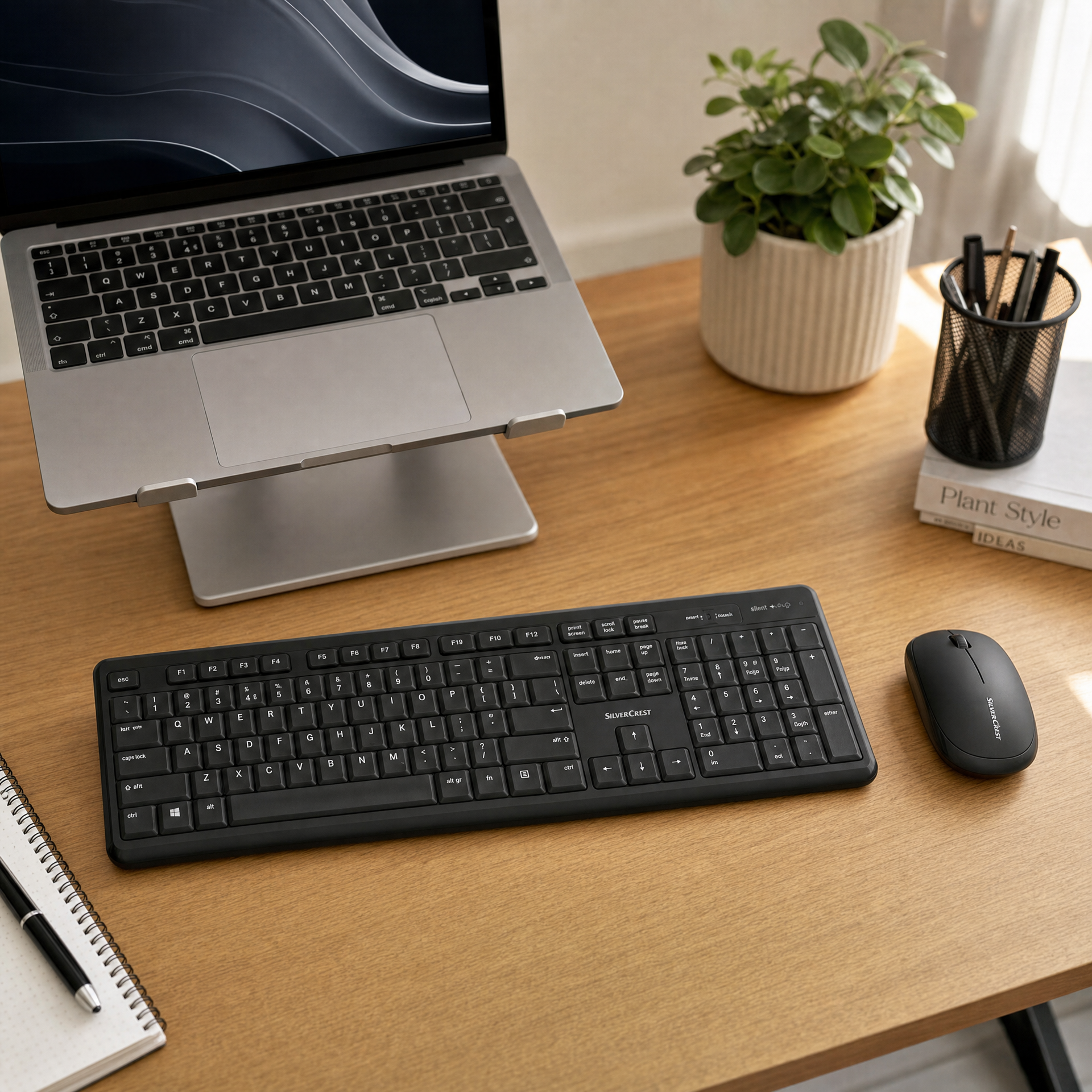Silvercrest Teclado completo y ratón ergonómico inalámbricos 2,4 GHz con receptor nano USB