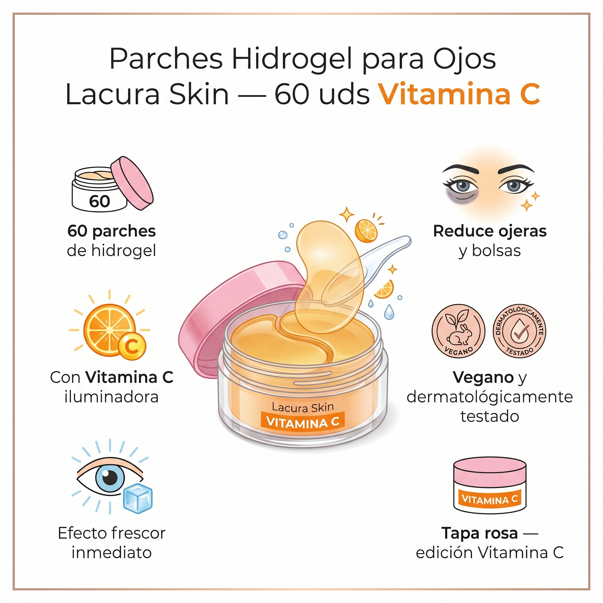Parches Hidrogel para Ojos Lacura Skin — 60 uds Vitamina C