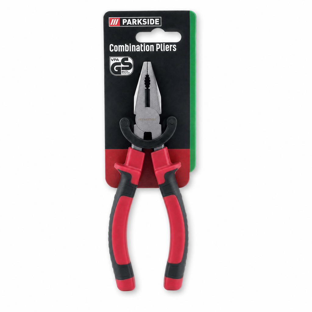 Parkside alicate combinado con empuñaduras rojas y negras