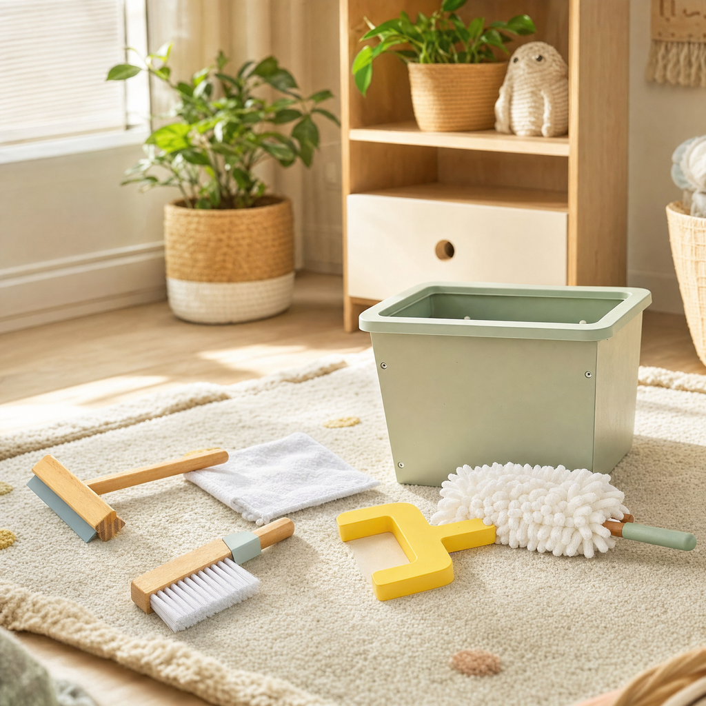 ToyLino set de limpieza infantil — 6 piezas con cubo y accesorios