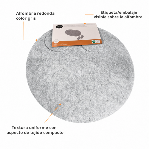Alfombra redonda gris con textura uniforme