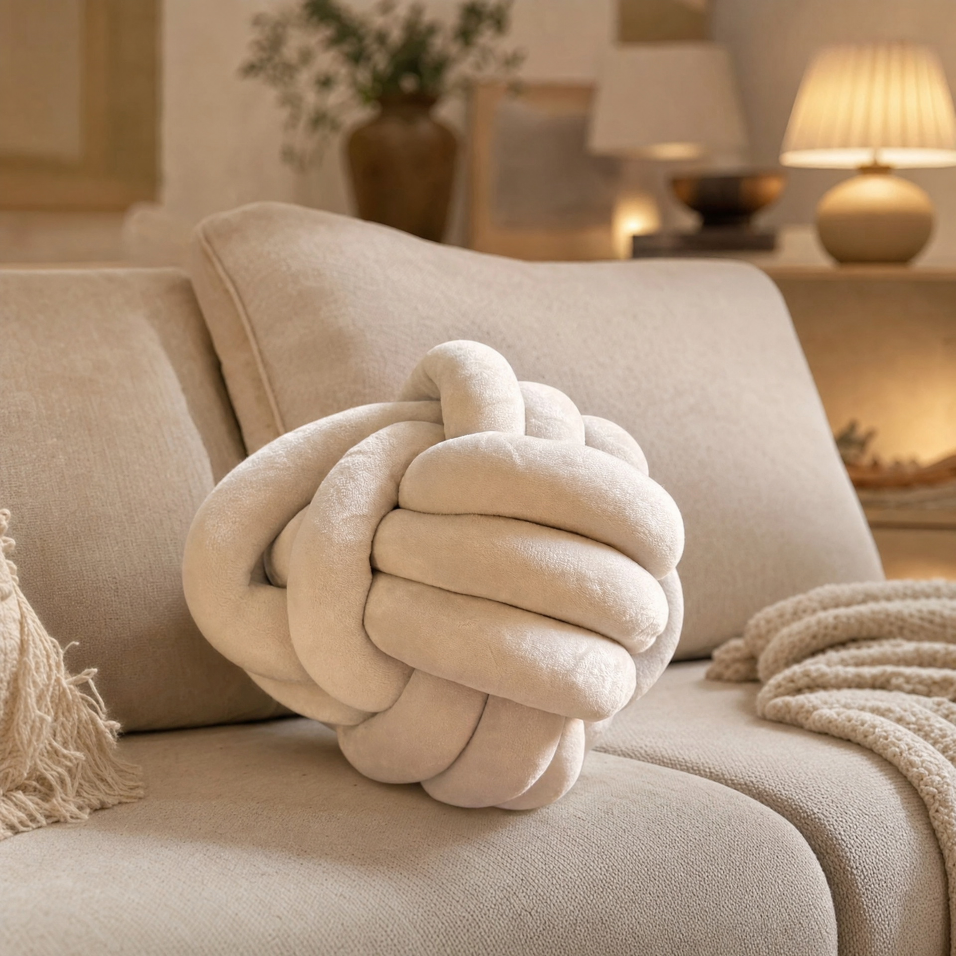 Cojín Decorativo de Nudo Beige