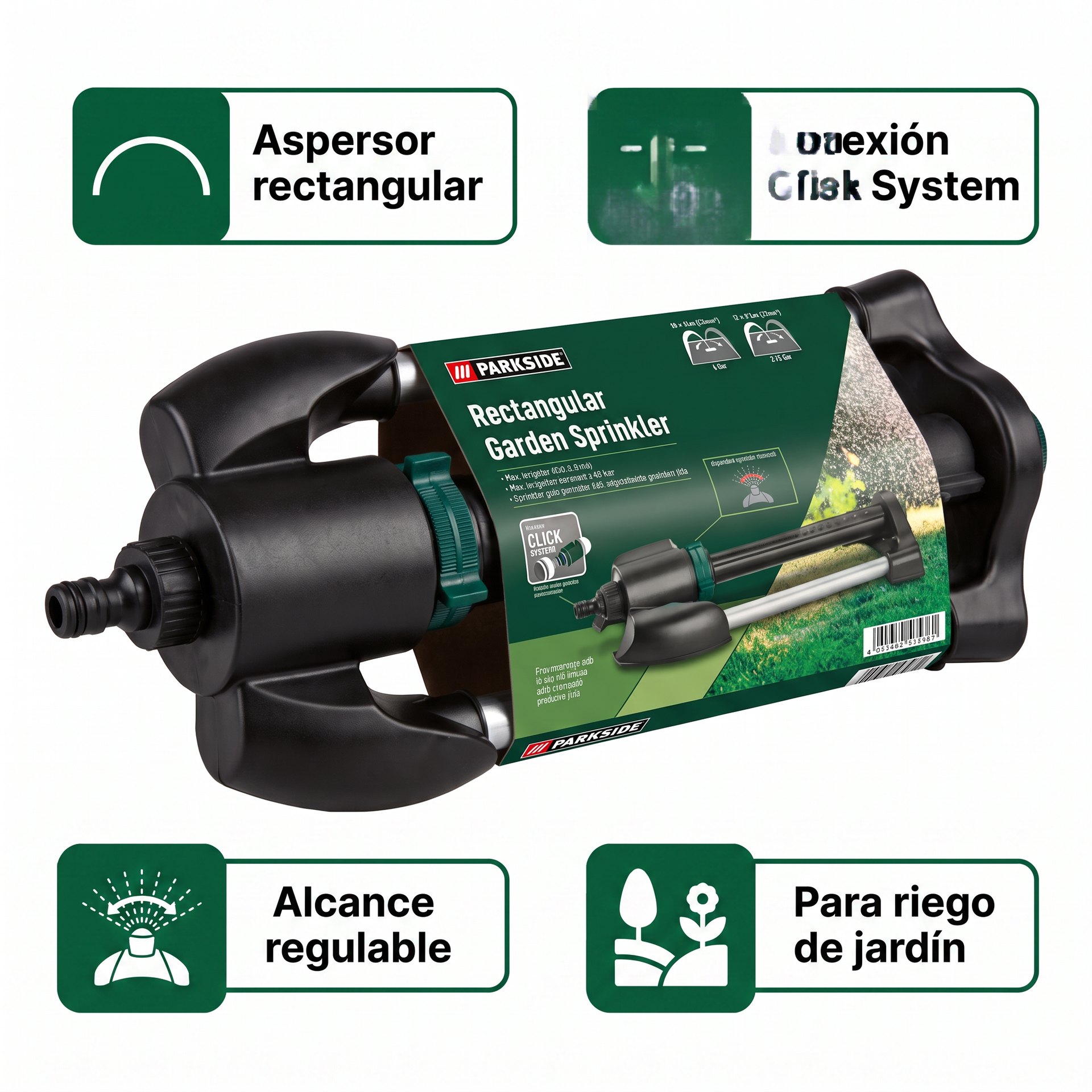 Parkside Aspersor Rectangular para Jardín