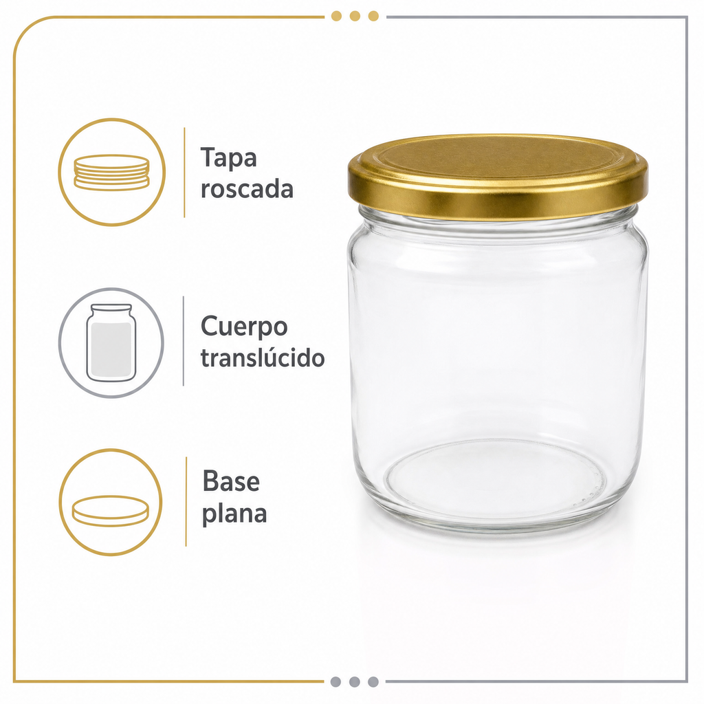 Tarro de conserva con tapa dorada